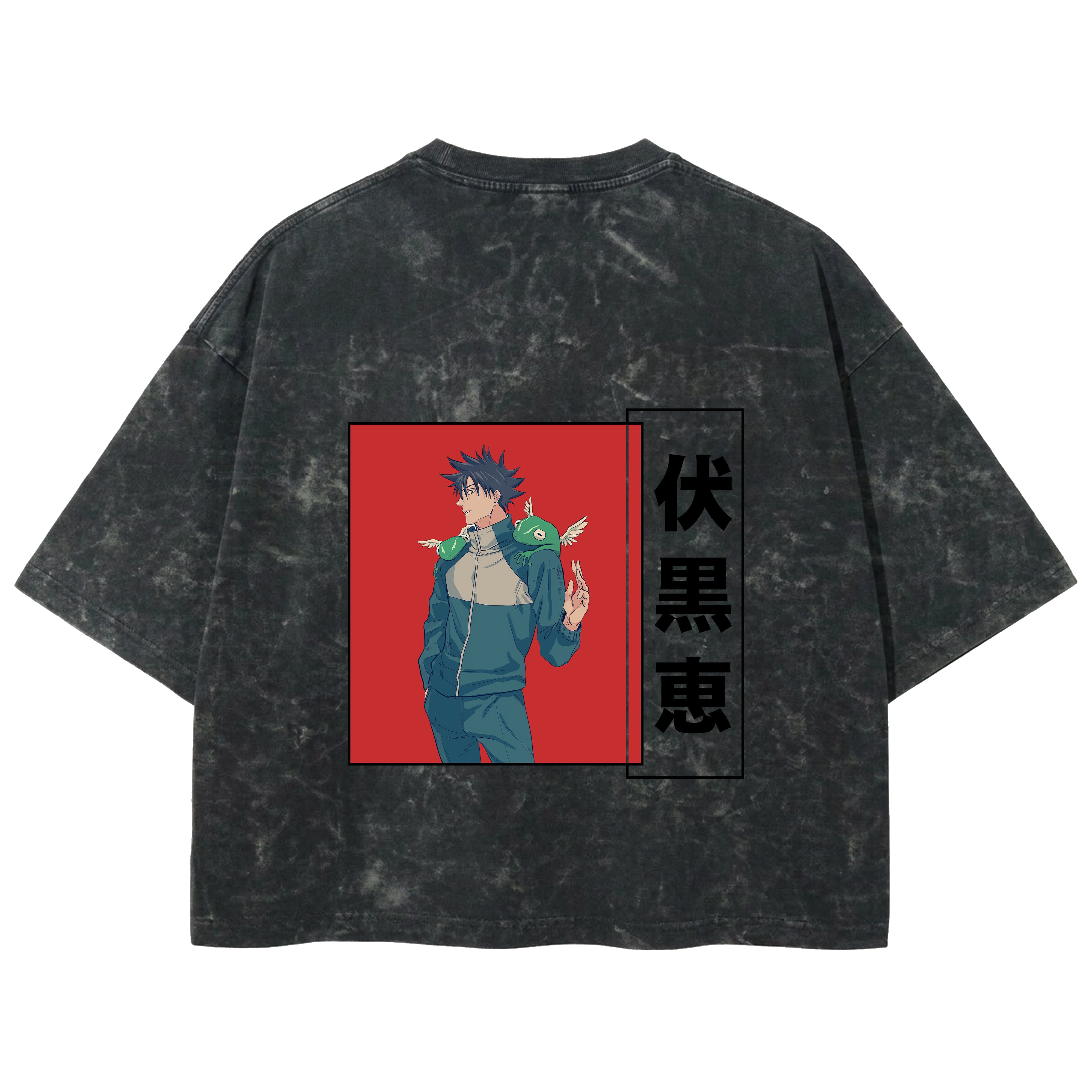 Playera streetwear premium de anime y gaming ExtraLife MX, corte boxy deluxe mineral wash heavyweight en color Acid Wash, moda urbana mexicana de culto.