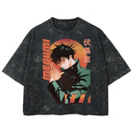 Playera streetwear premium de anime y gaming ExtraLife MX, corte boxy deluxe mineral wash heavyweight en color Acid Wash, moda urbana mexicana de culto.