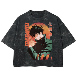 Playera streetwear premium de anime y gaming ExtraLife MX, corte boxy deluxe mineral wash heavyweight en color Acid Wash, moda urbana mexicana de culto.