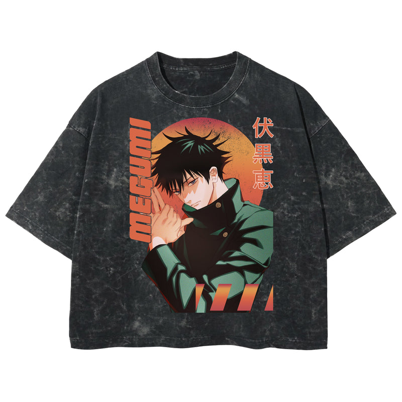 Playera streetwear premium de anime y gaming ExtraLife MX, corte boxy deluxe mineral wash heavyweight en color Acid Wash, moda urbana mexicana de culto.