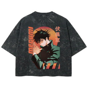 Playera streetwear premium de anime y gaming ExtraLife MX, corte boxy deluxe mineral wash heavyweight en color Acid Wash, moda urbana mexicana de culto.
