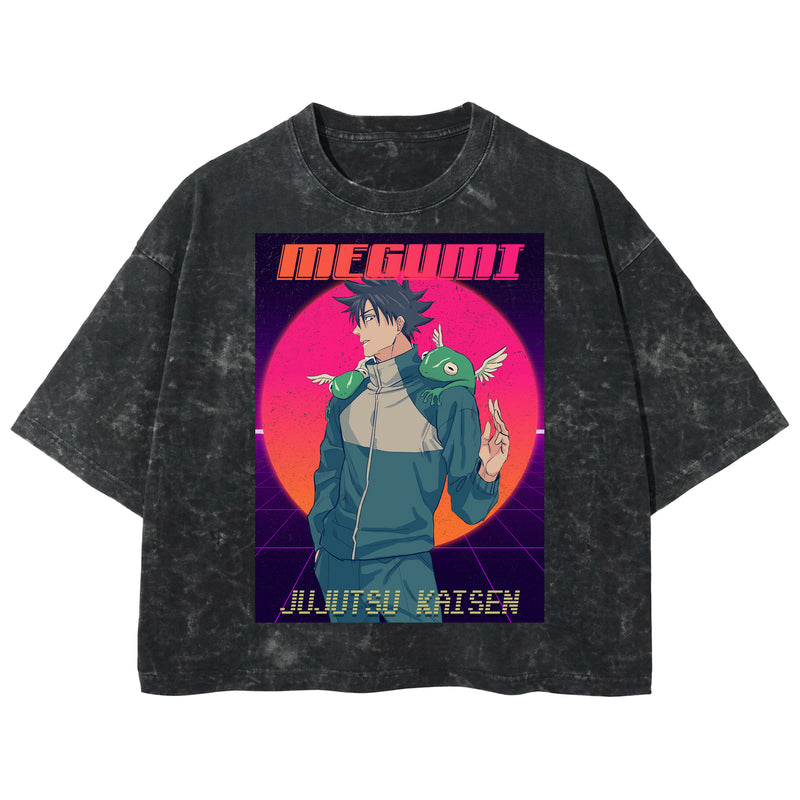 Playera streetwear premium de anime y gaming ExtraLife MX, corte boxy deluxe mineral wash heavyweight en color Acid Wash, moda urbana mexicana de culto.