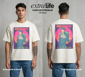 El Arte de las Maldiciones | Bestias del Oscuro #02381 - Playera Oversized Premium | Off White - Foto en modelo
