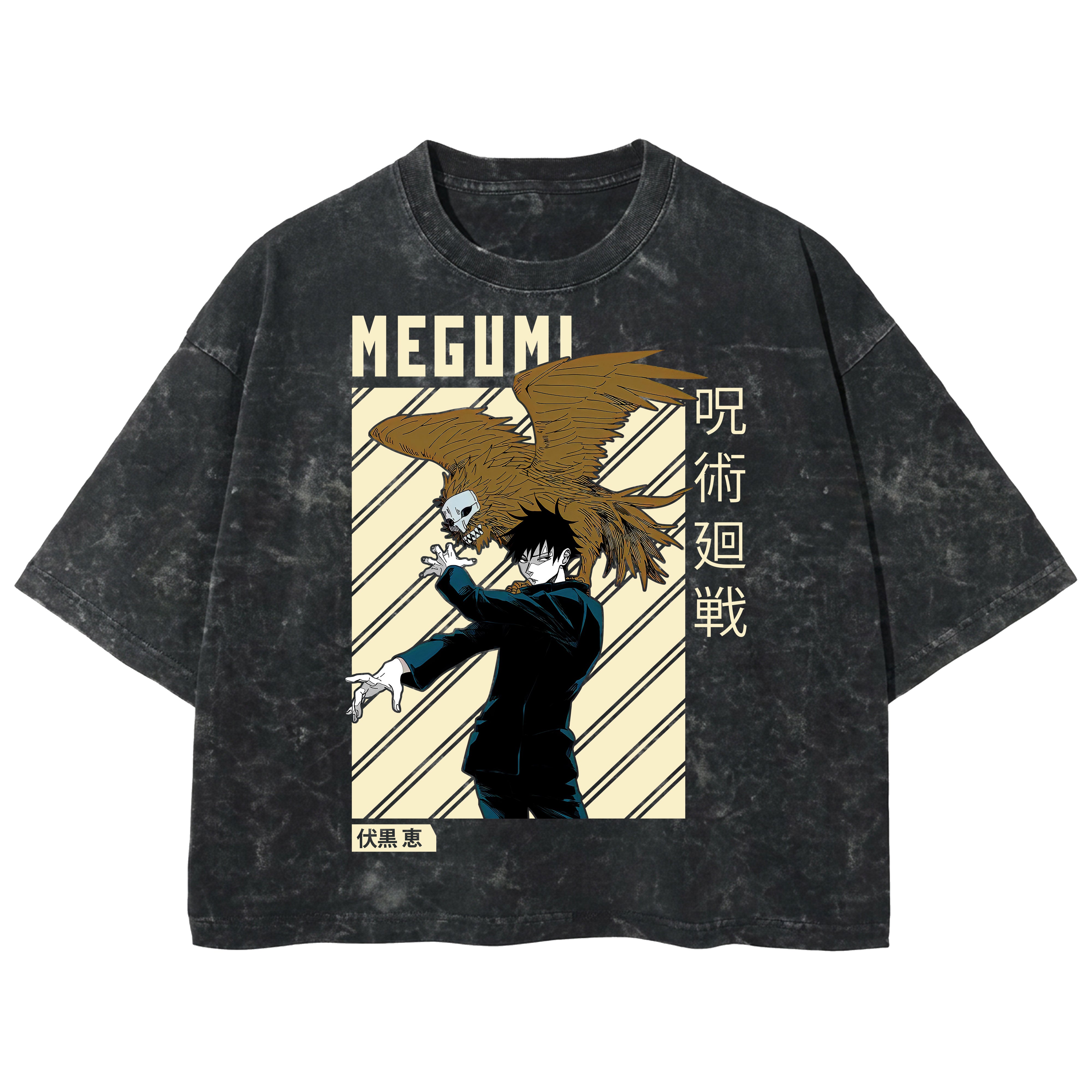 Playera streetwear premium de anime y gaming ExtraLife MX, corte boxy deluxe mineral wash heavyweight en color Acid Wash, moda urbana mexicana de culto.