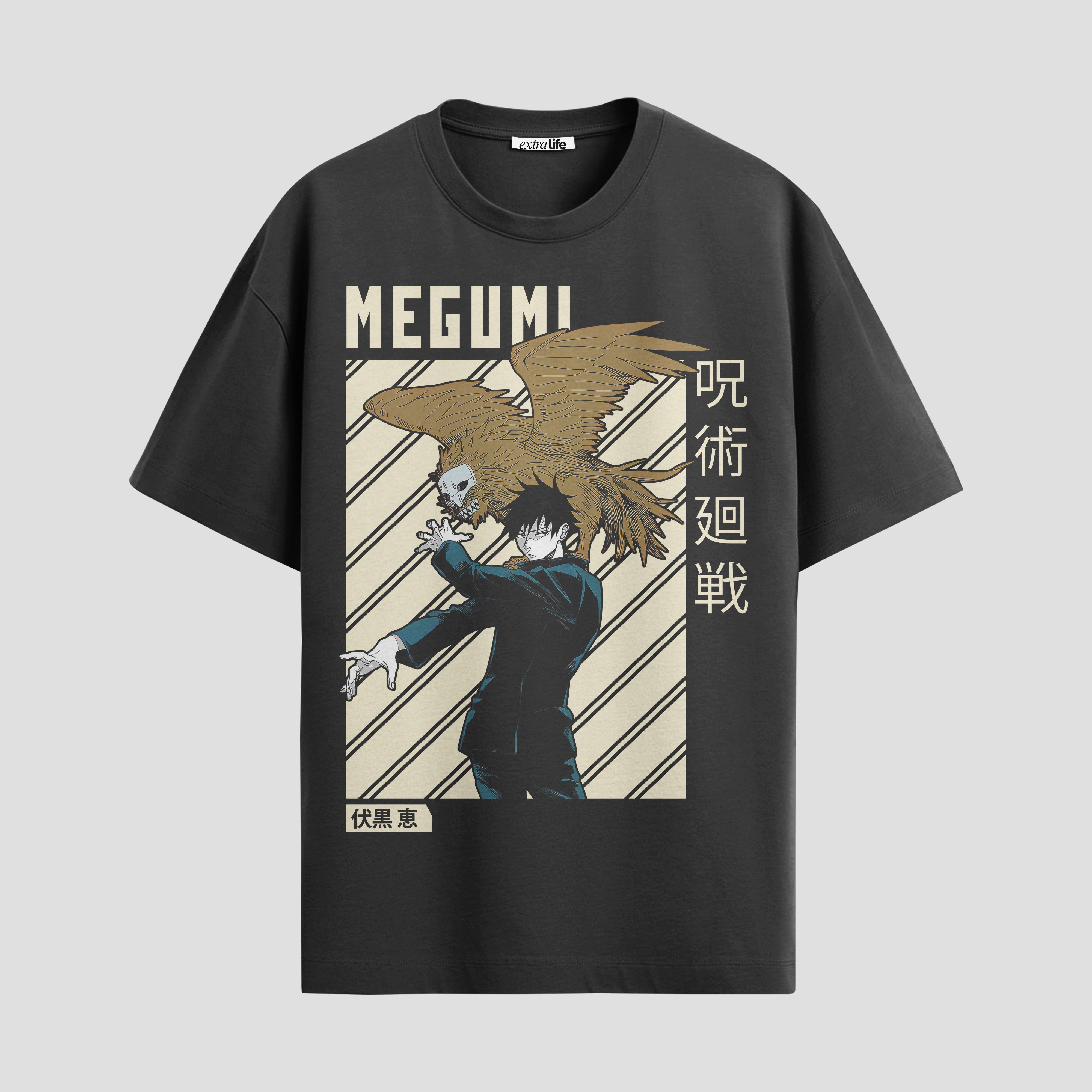 Playera urbana de anime y gaming ExtraLife MX, corte Standard Fit unisex ligero y transpirable en color Deep Black y Pure White, ropa de uso diario para gym y casual.