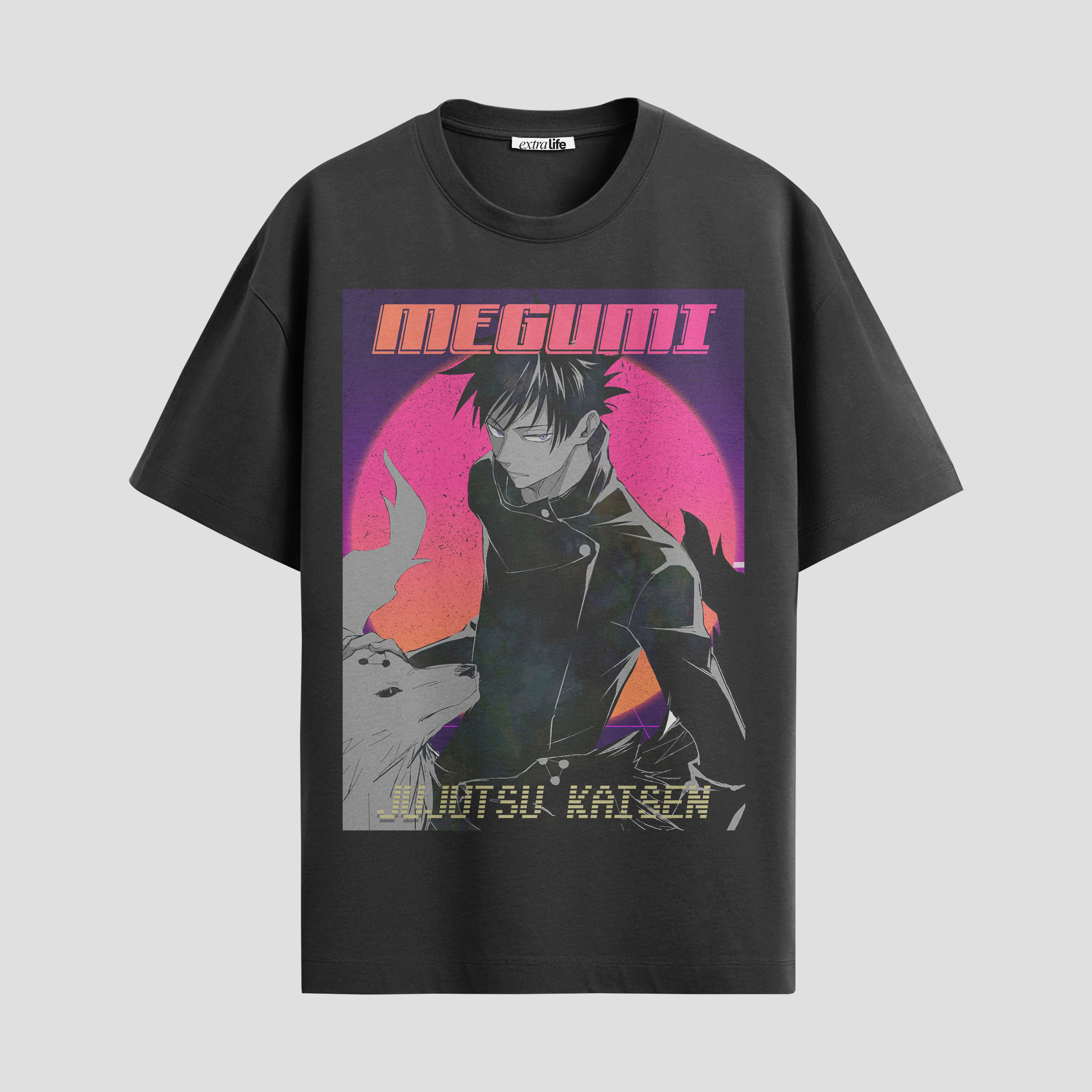 Playera urbana de anime y gaming ExtraLife MX, corte Standard Fit unisex ligero y transpirable en color Deep Black y Pure White, ropa de uso diario para gym y casual.