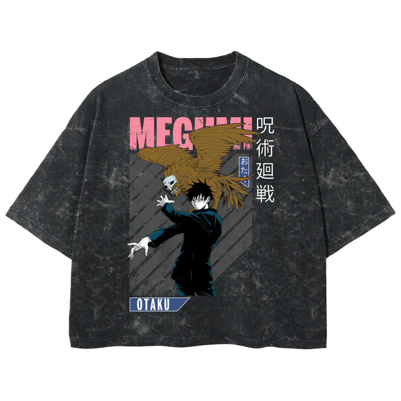 Playera streetwear premium de anime y gaming ExtraLife MX, corte boxy deluxe mineral wash heavyweight en color Acid Wash, moda urbana mexicana de culto.