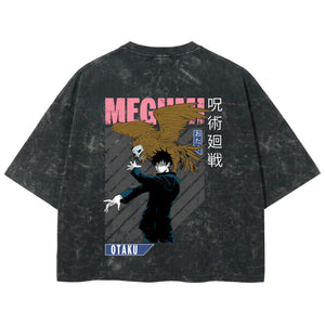 Playera streetwear premium de anime y gaming ExtraLife MX, corte boxy deluxe mineral wash heavyweight en color Acid Wash, moda urbana mexicana de culto.