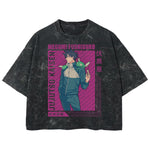 Playera streetwear premium de anime y gaming ExtraLife MX, corte boxy deluxe mineral wash heavyweight en color Acid Wash, moda urbana mexicana de culto.