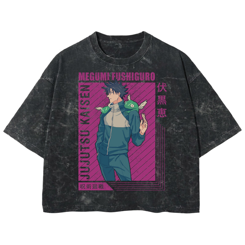 Playera streetwear premium de anime y gaming ExtraLife MX, corte boxy deluxe mineral wash heavyweight en color Acid Wash, moda urbana mexicana de culto.