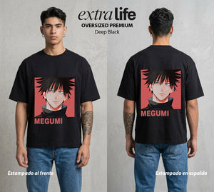 El Arte de las Maldiciones | Sombras y Bestias #02386 - Playera Oversized Premium | Deep Black - Foto en modelo
