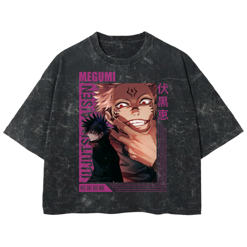 Playera streetwear premium de anime y gaming ExtraLife MX, corte boxy deluxe mineral wash heavyweight en color Acid Wash, moda urbana mexicana de culto.