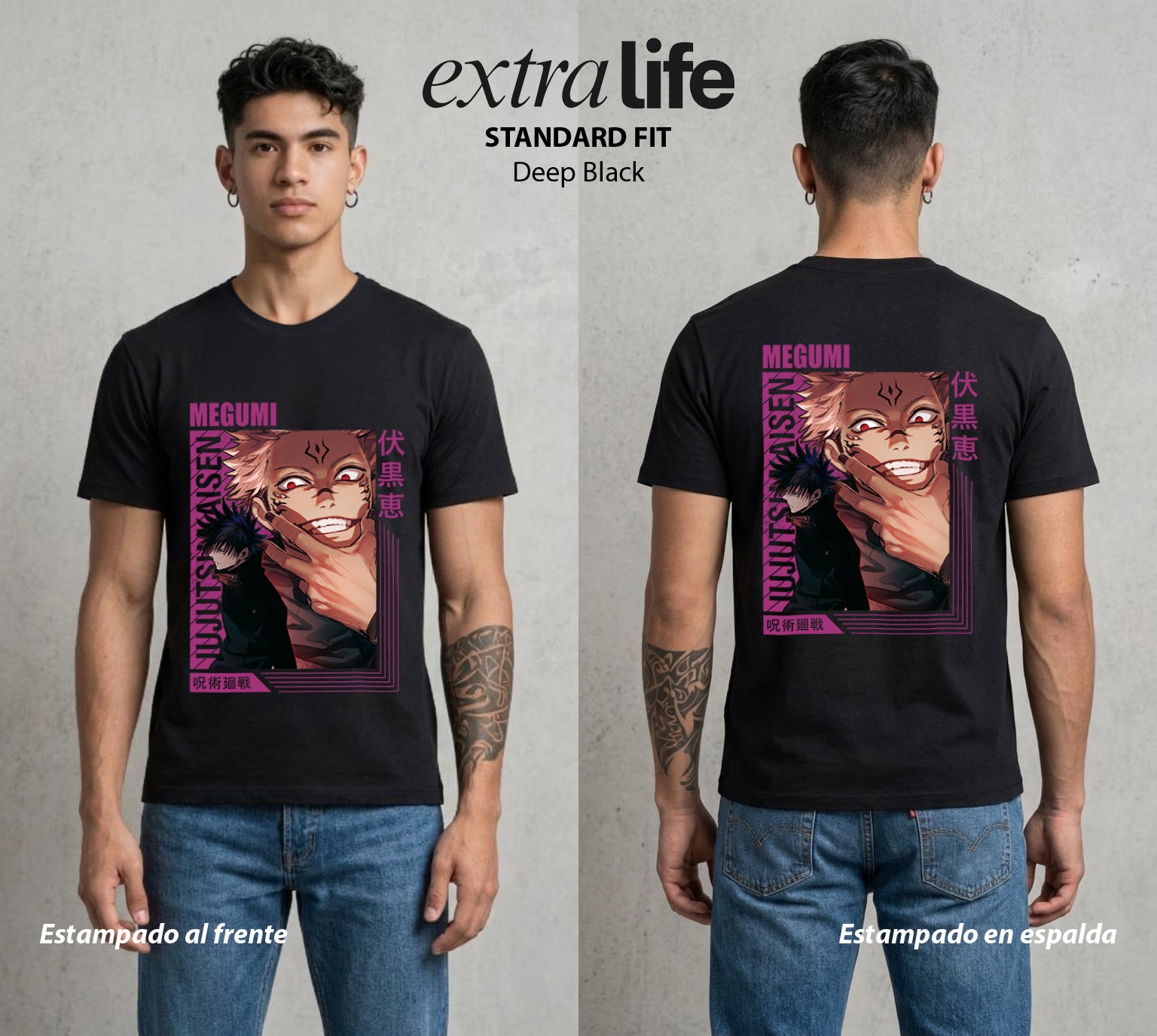 El Arte de las Maldiciones | Las Diez Sombras #02387 - Playera Standard Fit | Deep Black - Foto en modelo