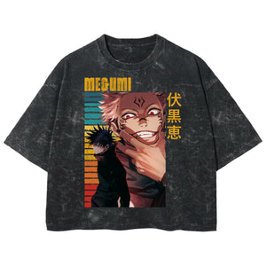 Playera streetwear premium de anime y gaming ExtraLife MX, corte boxy deluxe mineral wash heavyweight en color Acid Wash, moda urbana mexicana de culto.