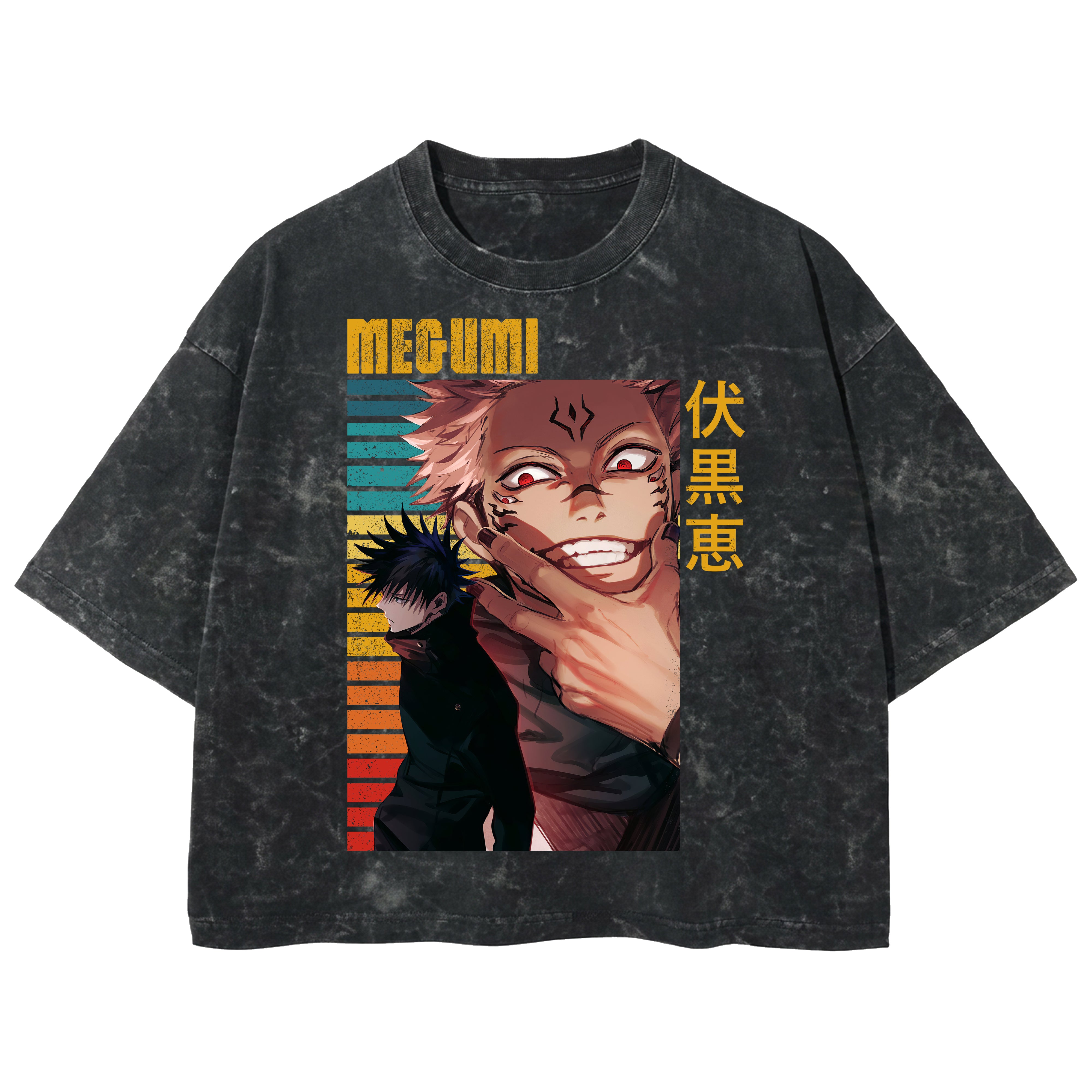 Playera streetwear premium de anime y gaming ExtraLife MX, corte boxy deluxe mineral wash heavyweight en color Acid Wash, moda urbana mexicana de culto.