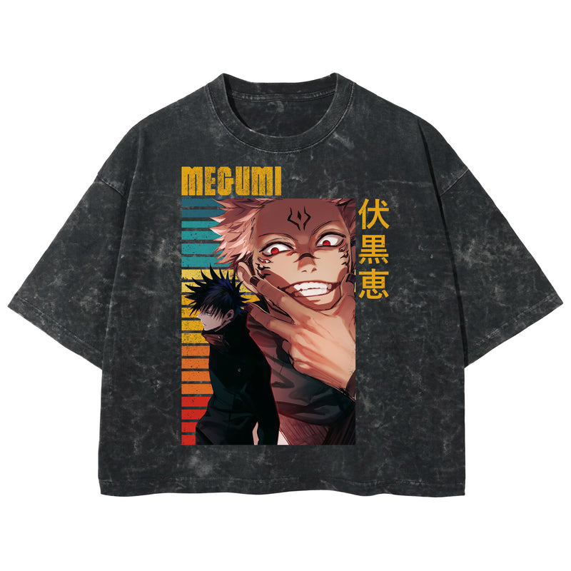 Playera streetwear premium de anime y gaming ExtraLife MX, corte boxy deluxe mineral wash heavyweight en color Acid Wash, moda urbana mexicana de culto.