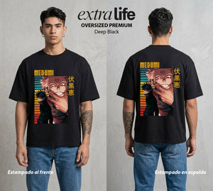 El Arte de las Maldiciones | El Brujo de las Bestias #02388 - Playera Oversized Premium | Deep Black - Foto en modelo