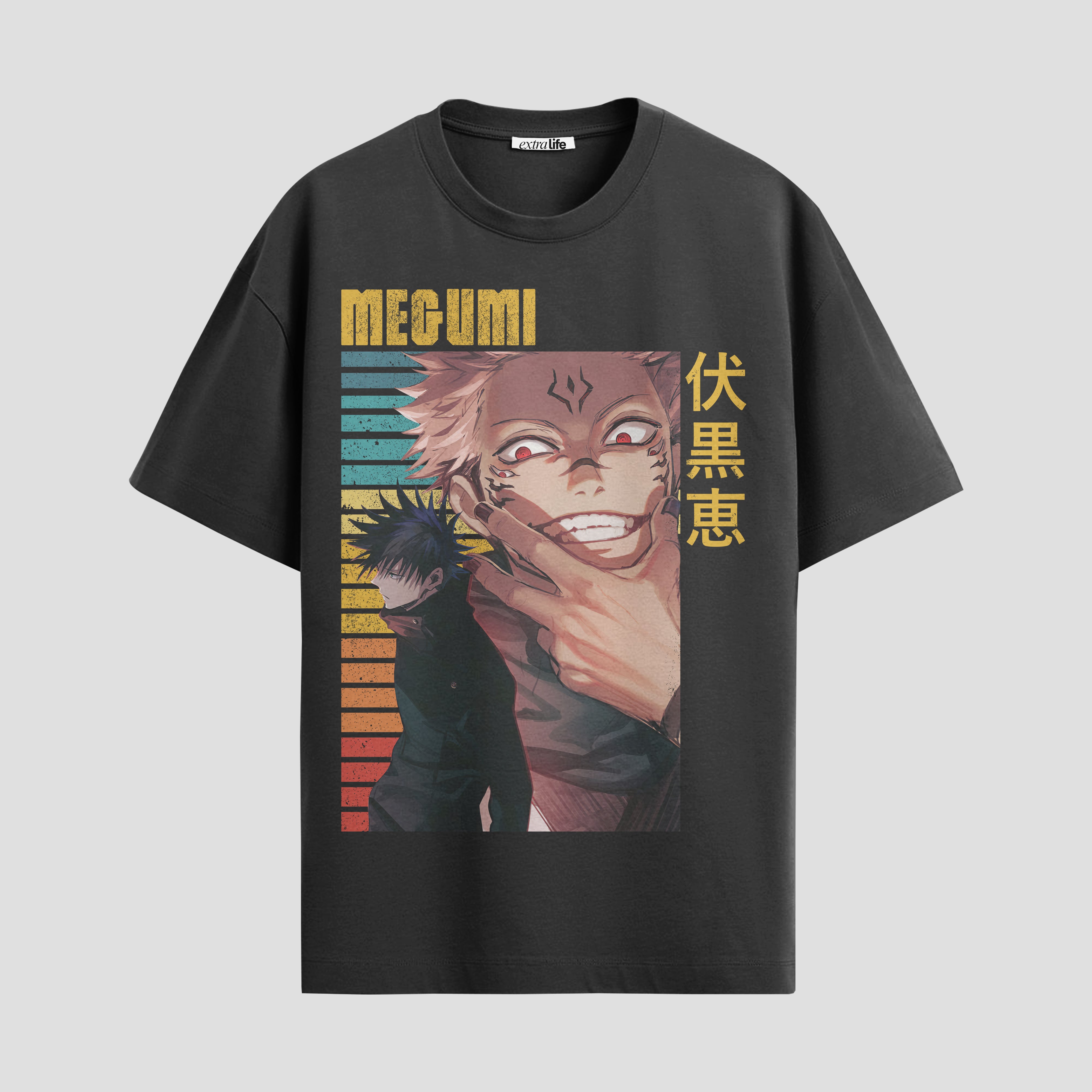 Playera urbana de anime y gaming ExtraLife MX, corte Standard Fit unisex ligero y transpirable en color Deep Black y Pure White, ropa de uso diario para gym y casual.
