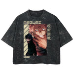 Playera streetwear premium de anime y gaming ExtraLife MX, corte boxy deluxe mineral wash heavyweight en color Acid Wash, moda urbana mexicana de culto.