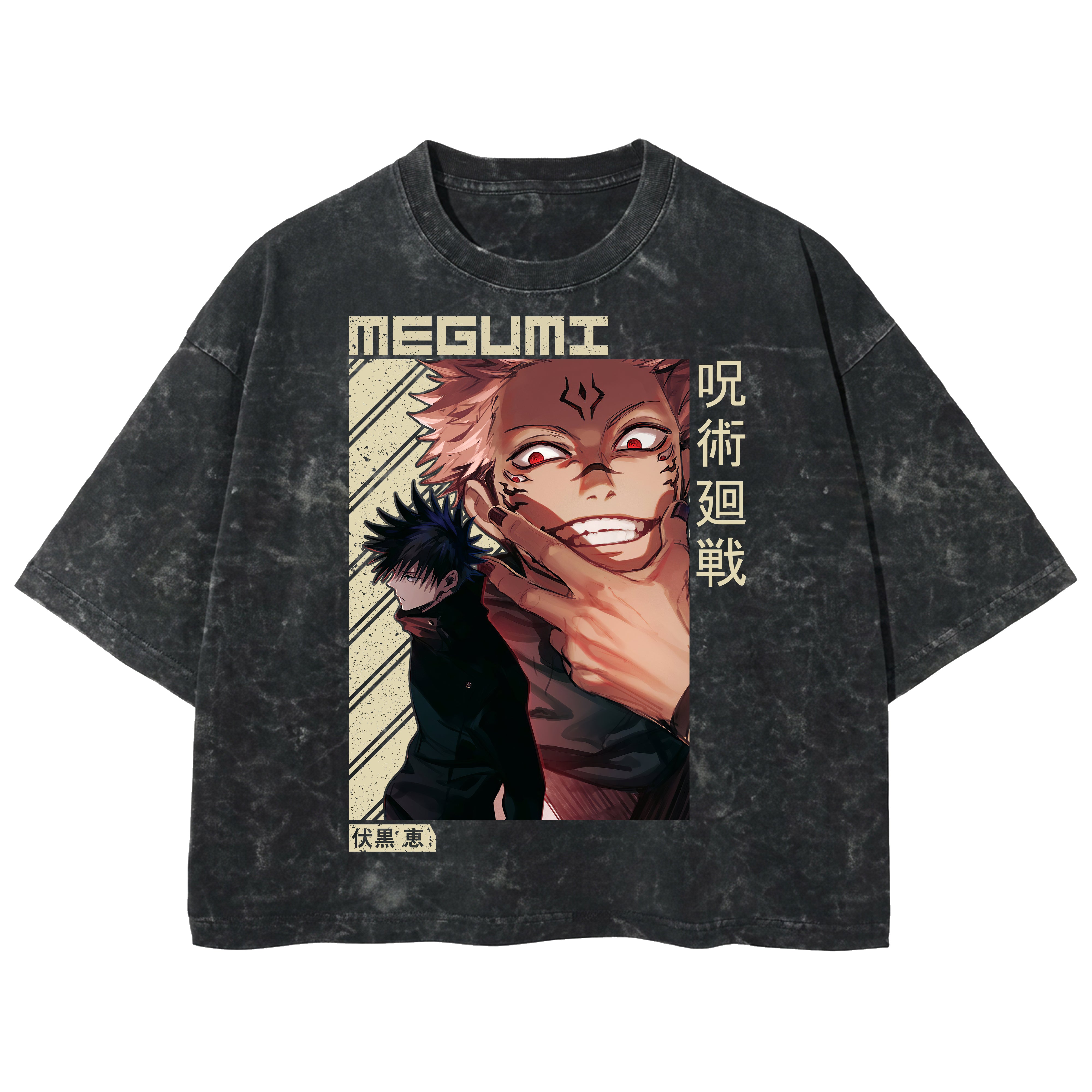 Playera streetwear premium de anime y gaming ExtraLife MX, corte boxy deluxe mineral wash heavyweight en color Acid Wash, moda urbana mexicana de culto.