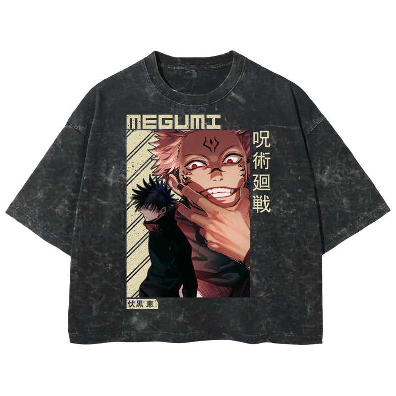 Playera streetwear premium de anime y gaming ExtraLife MX, corte boxy deluxe mineral wash heavyweight en color Acid Wash, moda urbana mexicana de culto.