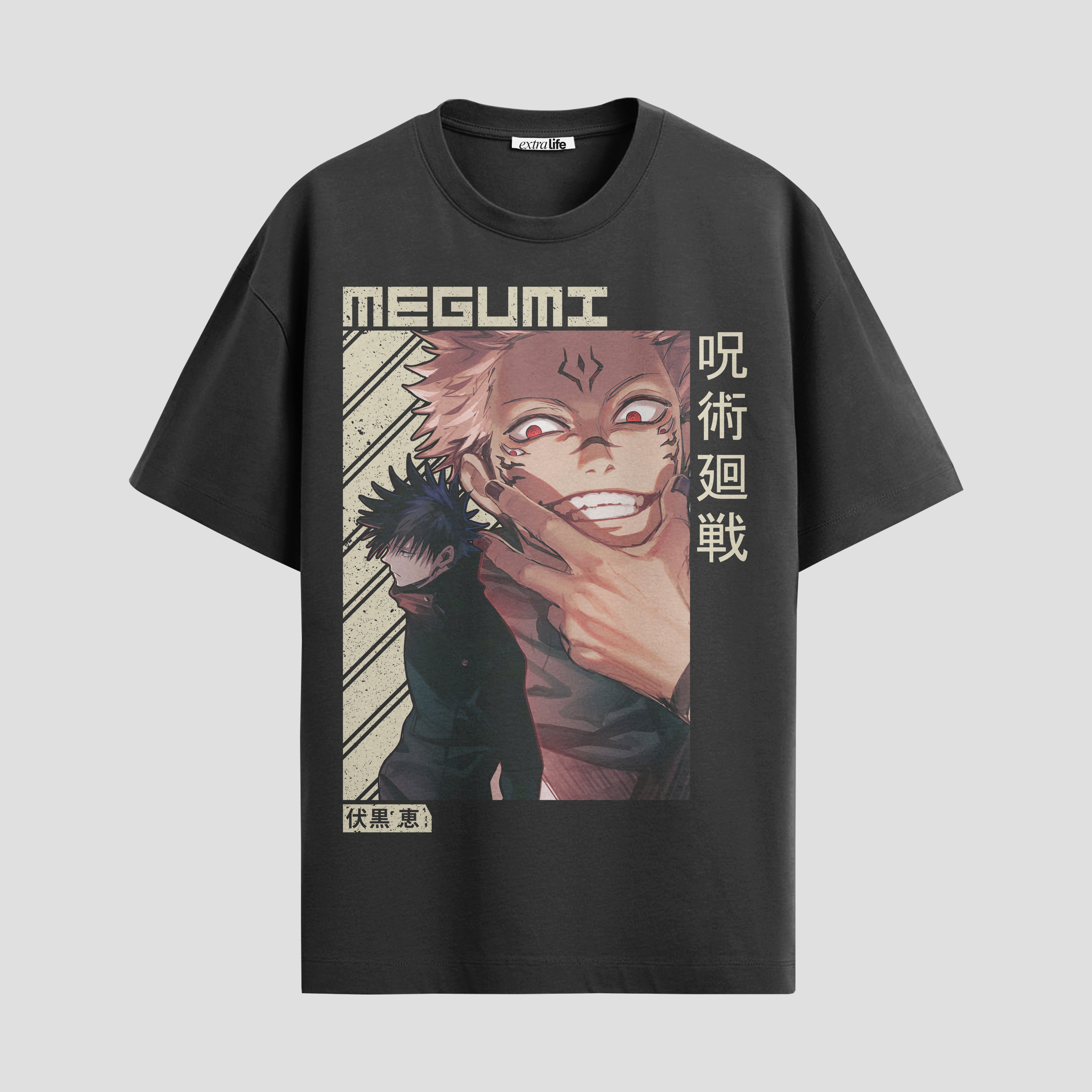 Playera urbana de anime y gaming ExtraLife MX, corte Standard Fit unisex ligero y transpirable en color Deep Black y Pure White, ropa de uso diario para gym y casual.