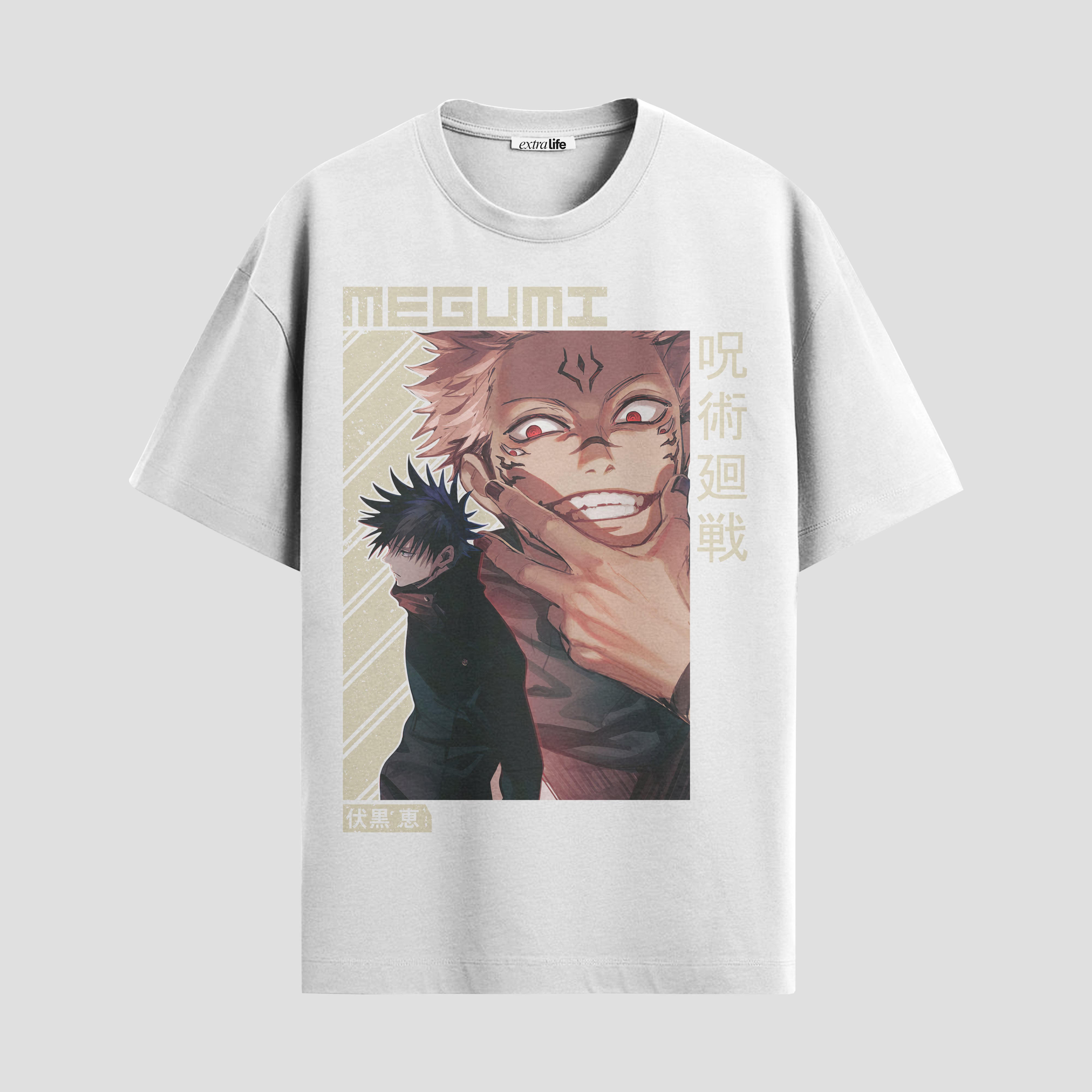 Playera urbana de anime y gaming ExtraLife MX, corte Standard Fit unisex ligero y transpirable en color Deep Black y Pure White, ropa de uso diario para gym y casual.