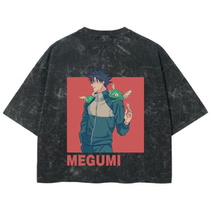 Playera streetwear premium de anime y gaming ExtraLife MX, corte boxy deluxe mineral wash heavyweight en color Acid Wash, moda urbana mexicana de culto.