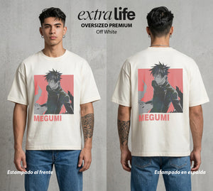El Arte de las Maldiciones | Sombras y Bestias #02394 - Playera Oversized Premium | Off White - Foto en modelo