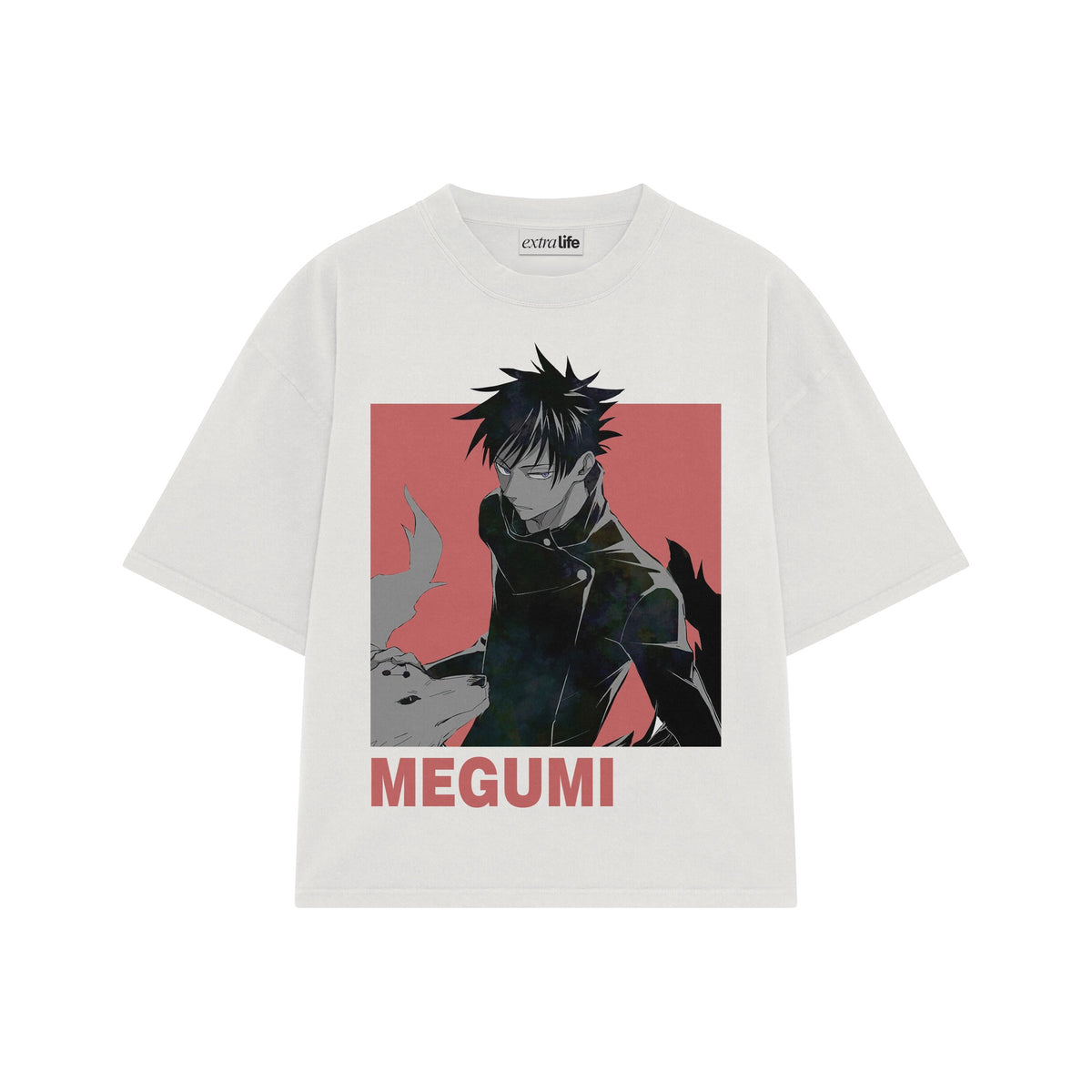 Playera streetwear premium de anime y gaming ExtraLife MX, corte oversized drop shoulder ligero y fresco en color Deep Black y Off-White, moda urbana mexicana de culto.