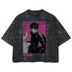 Playera streetwear premium de anime y gaming ExtraLife MX, corte boxy deluxe mineral wash heavyweight en color Acid Wash, moda urbana mexicana de culto.