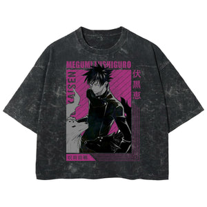 Playera streetwear premium de anime y gaming ExtraLife MX, corte boxy deluxe mineral wash heavyweight en color Acid Wash, moda urbana mexicana de culto.