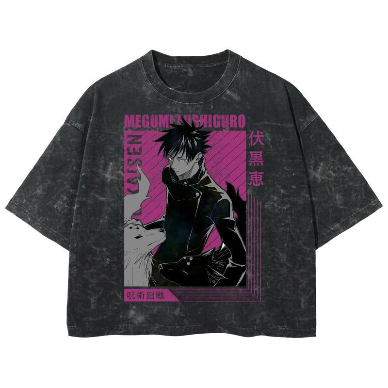 Playera streetwear premium de anime y gaming ExtraLife MX, corte boxy deluxe mineral wash heavyweight en color Acid Wash, moda urbana mexicana de culto.