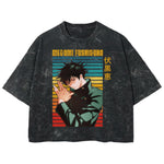 Playera streetwear premium de anime y gaming ExtraLife MX, corte boxy deluxe mineral wash heavyweight en color Acid Wash, moda urbana mexicana de culto.