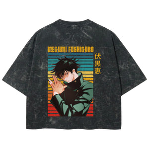 Playera streetwear premium de anime y gaming ExtraLife MX, corte boxy deluxe mineral wash heavyweight en color Acid Wash, moda urbana mexicana de culto.