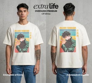 El Arte de las Maldiciones | El Heredero de las Sombras #02398 - Playera Oversized Premium | Off White - Foto en modelo