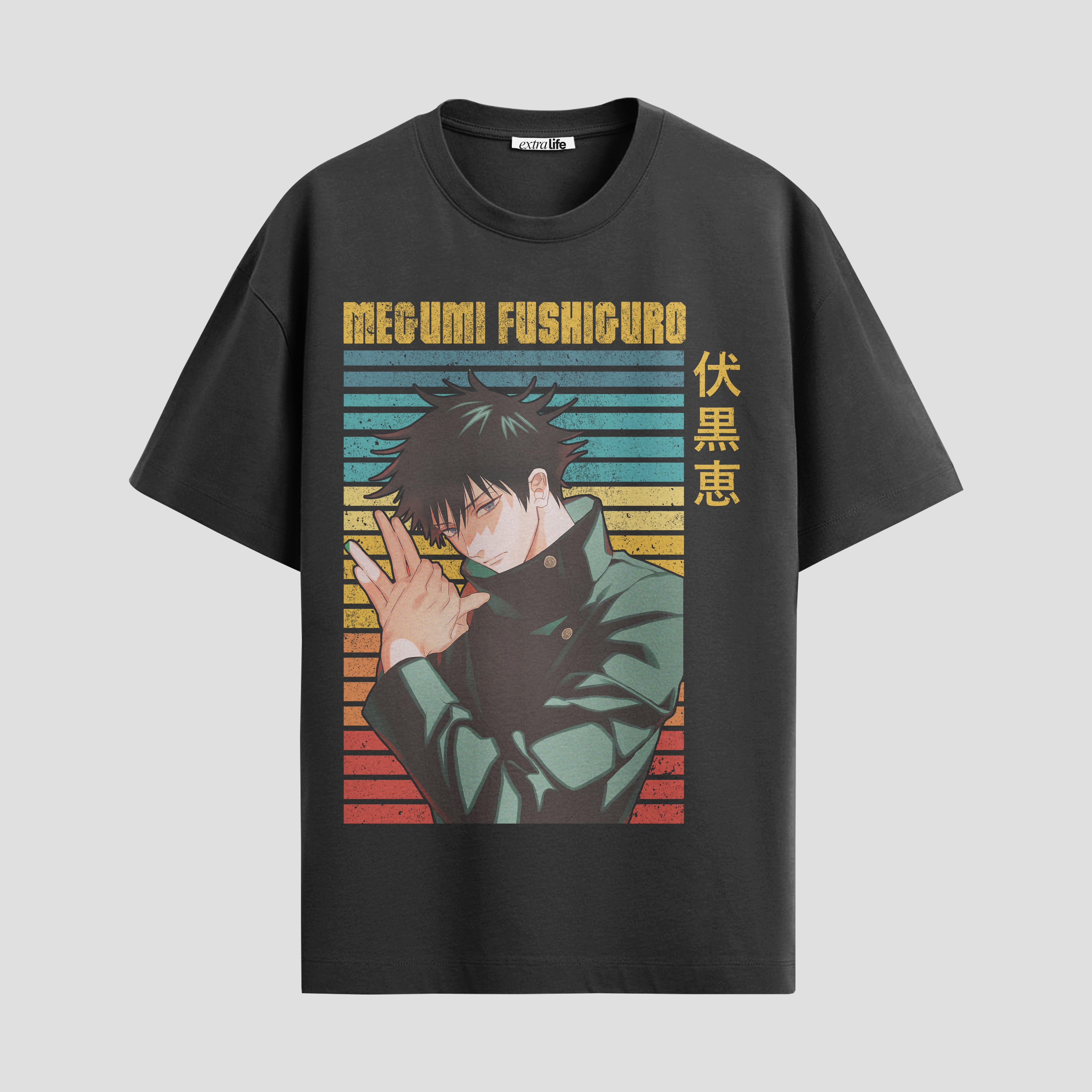 Playera urbana de anime y gaming ExtraLife MX, corte Standard Fit unisex ligero y transpirable en color Deep Black y Pure White, ropa de uso diario para gym y casual.