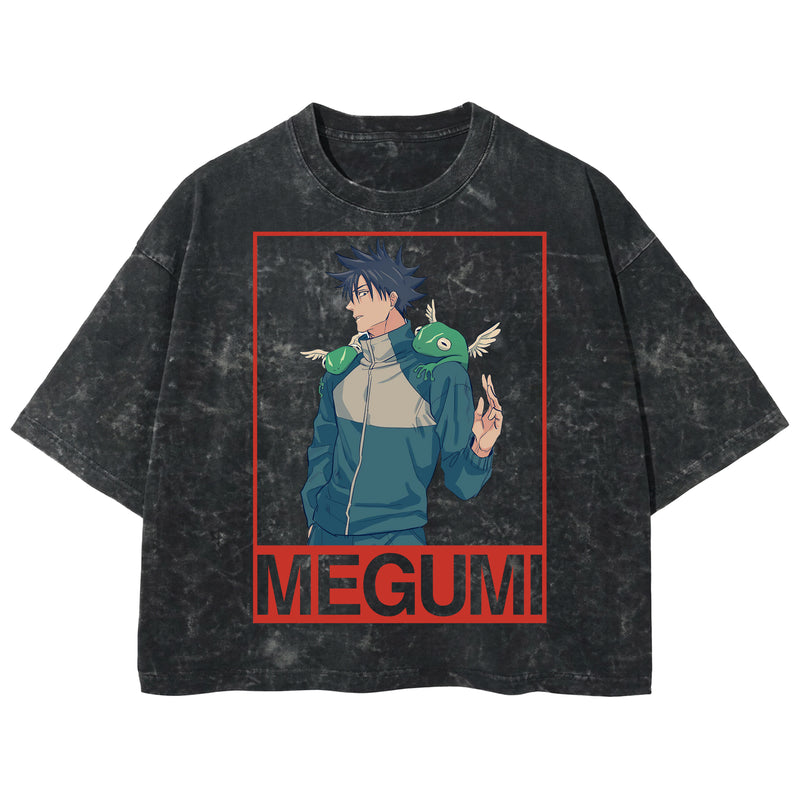 Playera streetwear premium de anime y gaming ExtraLife MX, corte boxy deluxe mineral wash heavyweight en color Acid Wash, moda urbana mexicana de culto.
