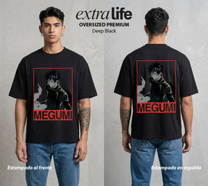 El Arte de las Maldiciones | El Fushiguro del Clan #02400 - Playera Oversized Premium | Deep Black - Foto en modelo