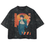 Playera streetwear premium de anime y gaming ExtraLife MX, corte boxy deluxe mineral wash heavyweight en color Acid Wash, moda urbana mexicana de culto.