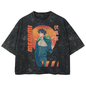 Playera streetwear premium de anime y gaming ExtraLife MX, corte boxy deluxe mineral wash heavyweight en color Acid Wash, moda urbana mexicana de culto.