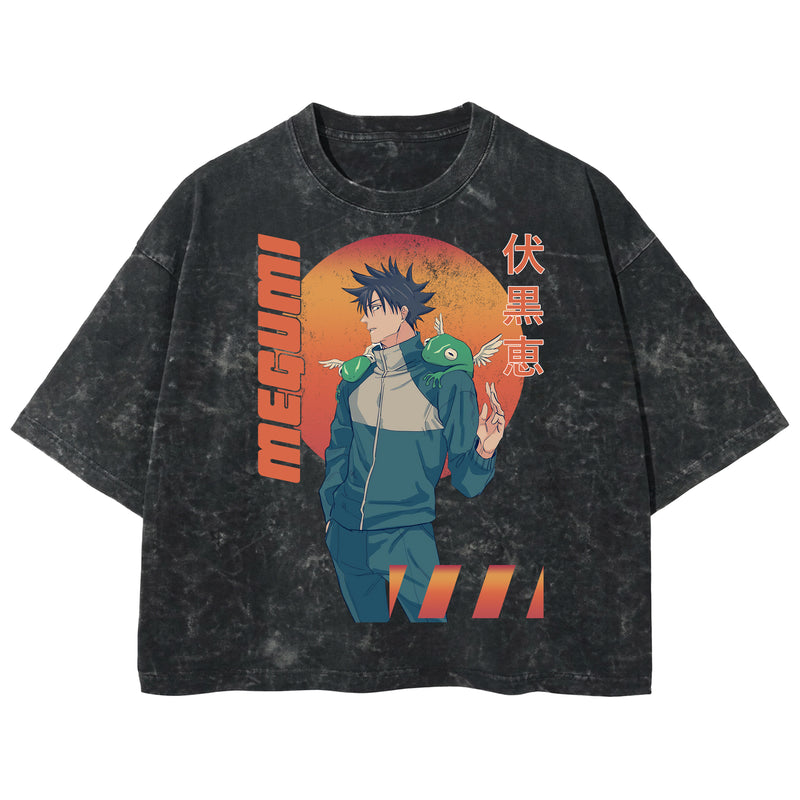Playera streetwear premium de anime y gaming ExtraLife MX, corte boxy deluxe mineral wash heavyweight en color Acid Wash, moda urbana mexicana de culto.