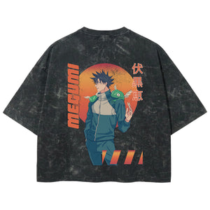 Playera streetwear premium de anime y gaming ExtraLife MX, corte boxy deluxe mineral wash heavyweight en color Acid Wash, moda urbana mexicana de culto.
