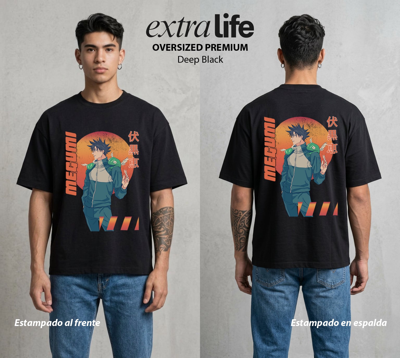 El Arte de las Maldiciones | Las Diez Sombras #02403 - Playera Oversized Premium | Deep Black - Foto en modelo
