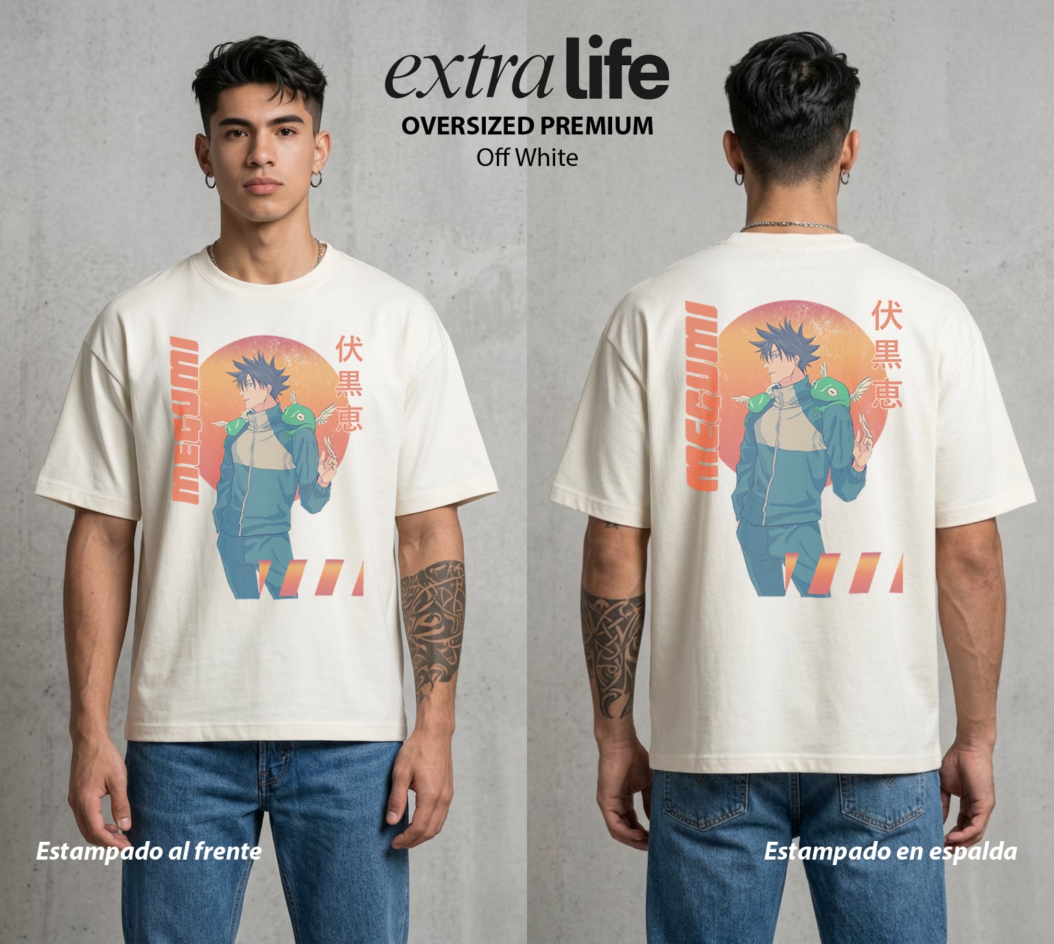 El Arte de las Maldiciones | Las Diez Sombras #02403 - Playera Oversized Premium | Off White - Foto en modelo