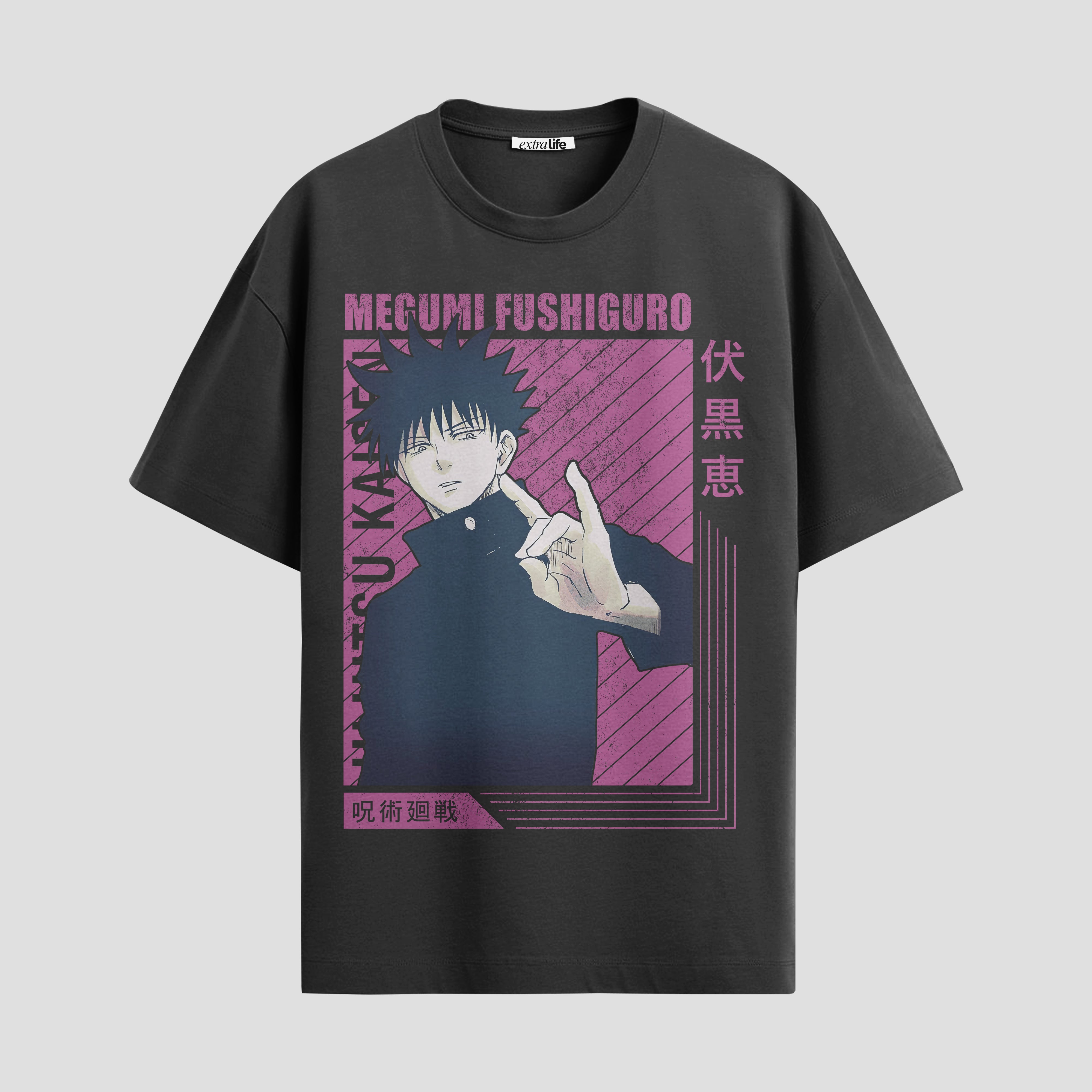 Playera urbana de anime y gaming ExtraLife MX, corte Standard Fit unisex ligero y transpirable en color Deep Black y Pure White, ropa de uso diario para gym y casual.