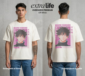 El Arte de las Maldiciones | Bestias del Oscuro #02405 - Playera Oversized Premium | Off White - Foto en modelo
