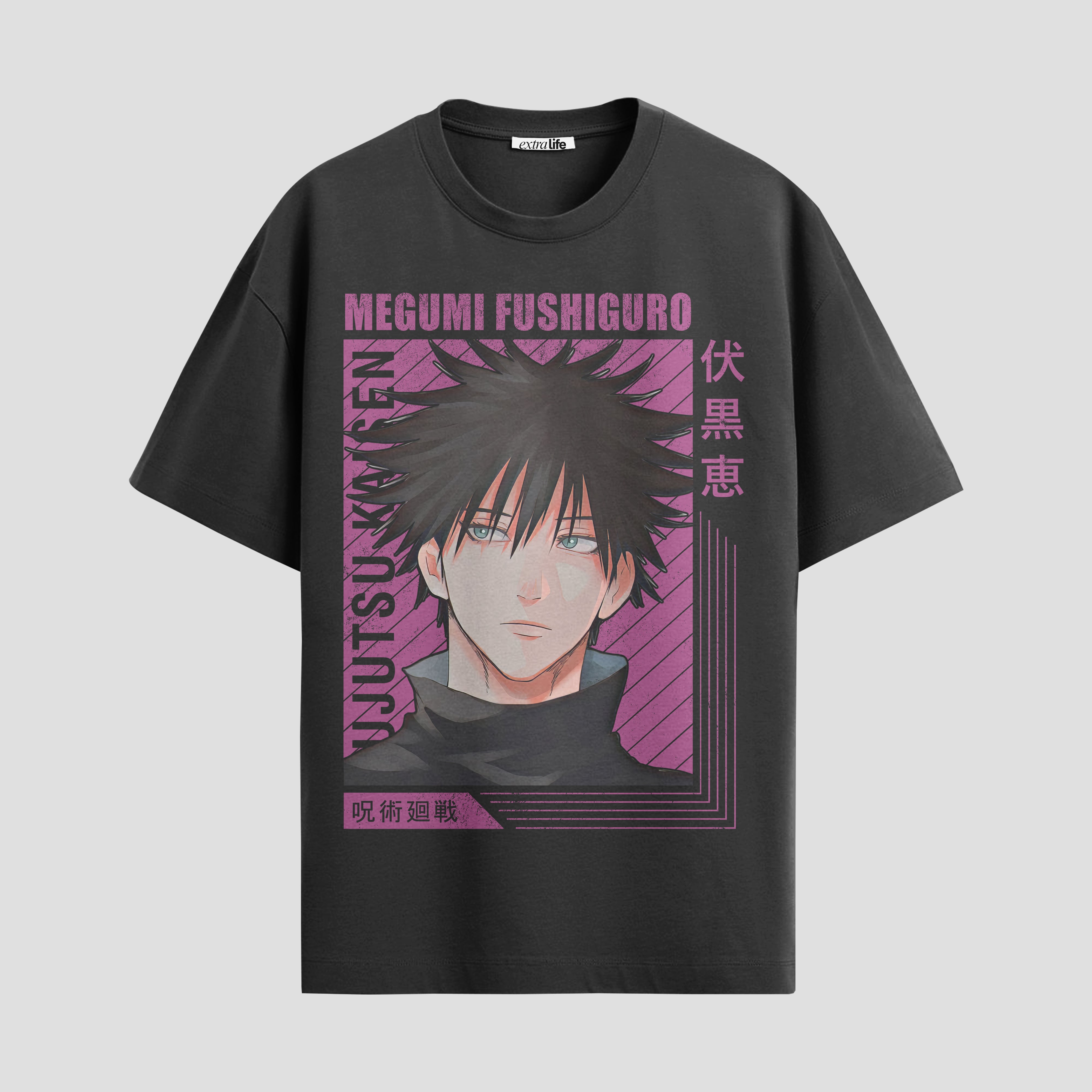 Playera urbana de anime y gaming ExtraLife MX, corte Standard Fit unisex ligero y transpirable en color Deep Black y Pure White, ropa de uso diario para gym y casual.