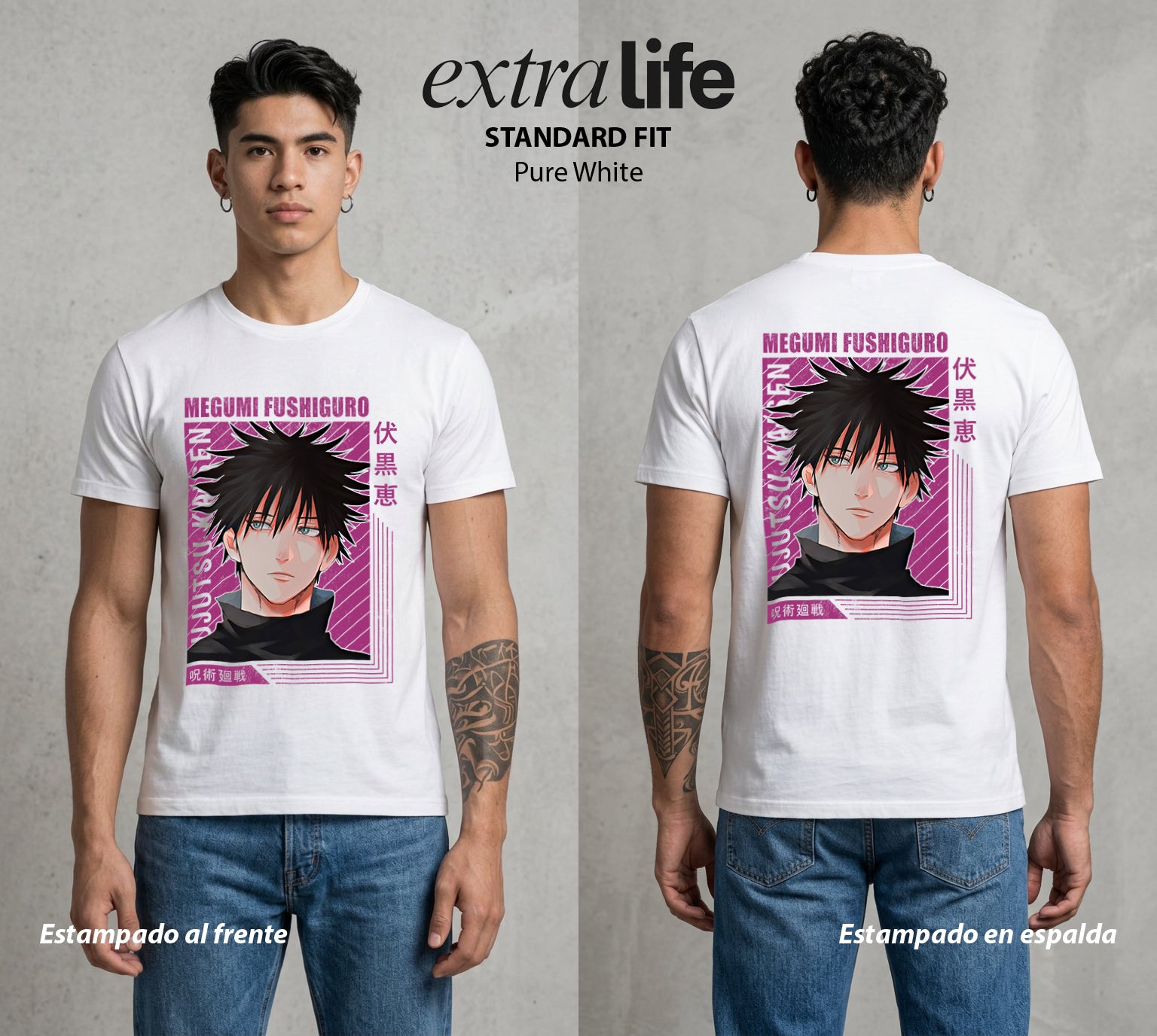 El Arte de las Maldiciones | Bestias del Oscuro #02405 - Playera Standard Fit | Pure White - Foto en modelo