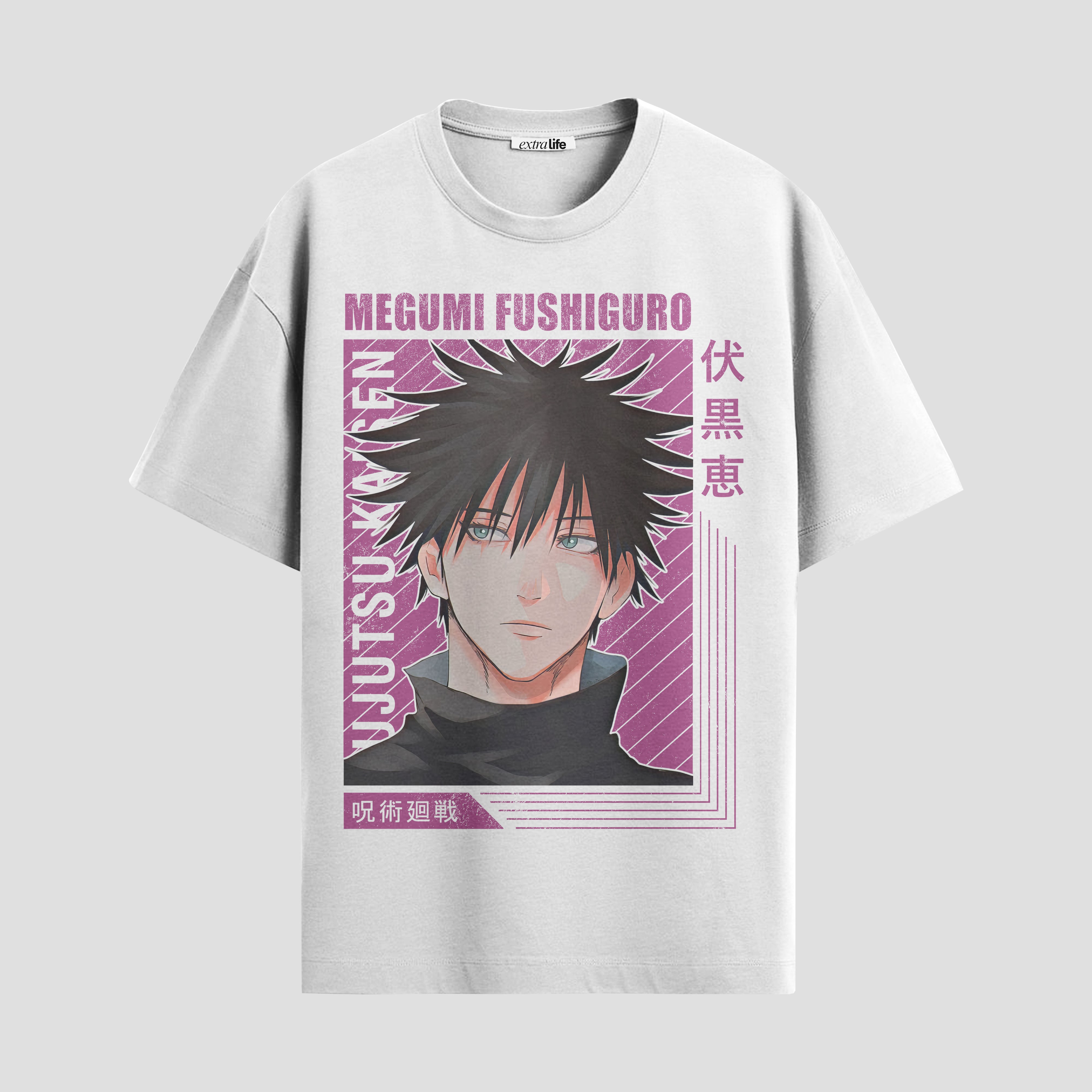 Playera urbana de anime y gaming ExtraLife MX, corte Standard Fit unisex ligero y transpirable en color Deep Black y Pure White, ropa de uso diario para gym y casual.